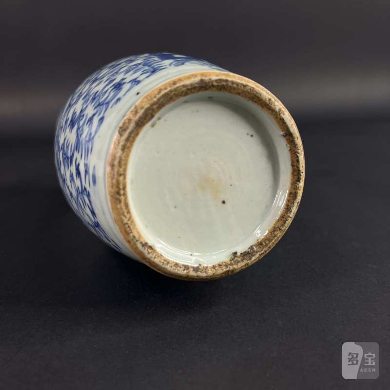 清中期 青花缠枝莲喜字纹狮耳瓶 - 图8